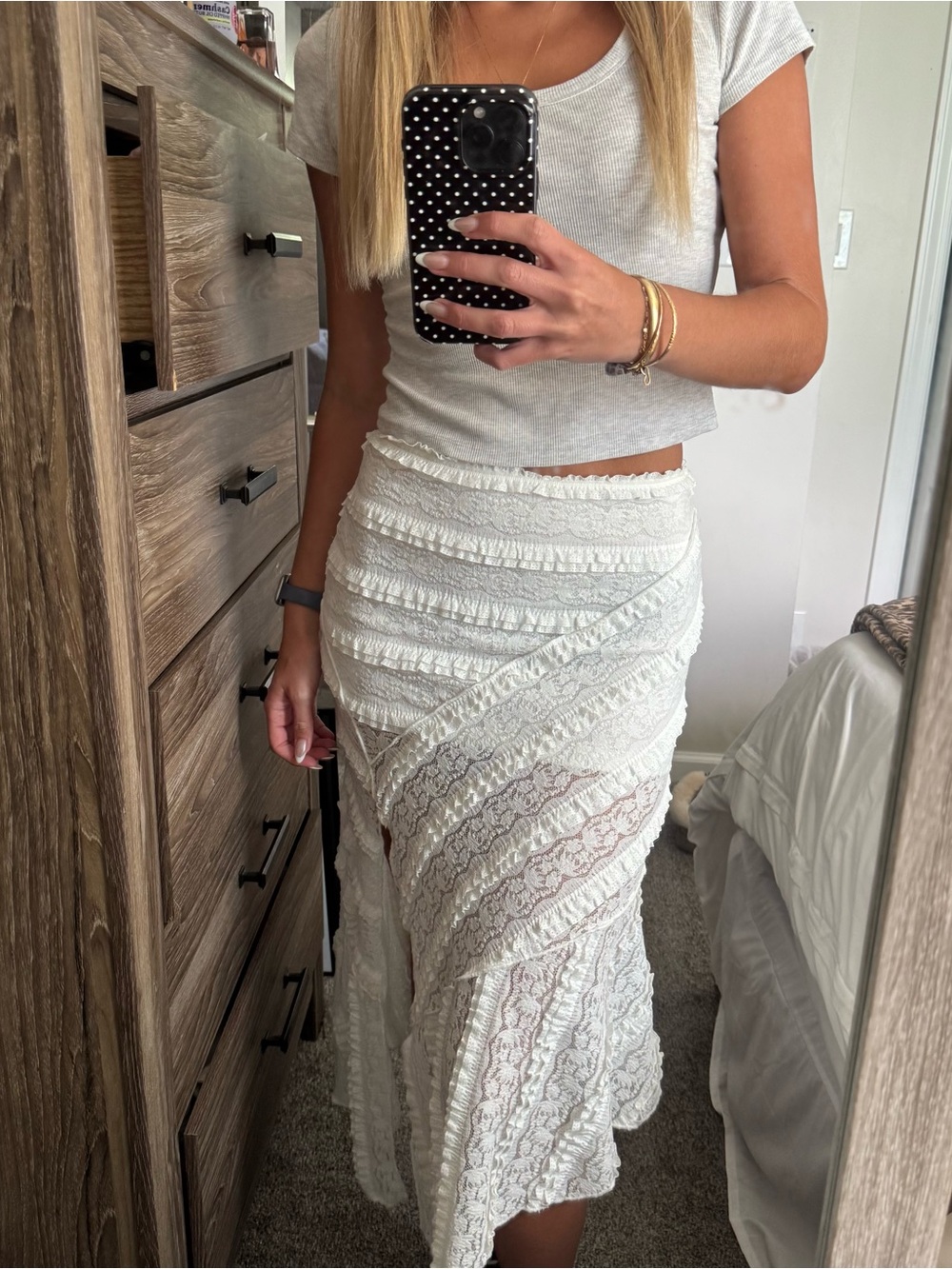 Asymmetric Lace Maxi Skirt